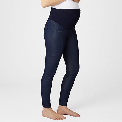 Horze Women's Katia Maternity Denim-Look Full-Seat Riding Tights, Silicone Grip