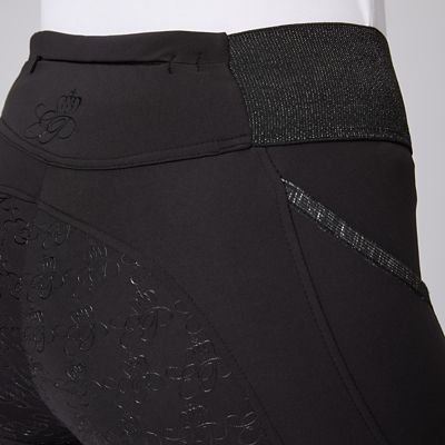 Image showing 5 th Horze Women's Noel Winter Riding Tights with Black Glitter