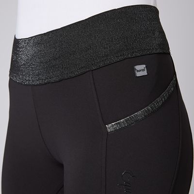Image showing 6 th Horze Women's Noel Winter Riding Tights with Black Glitter