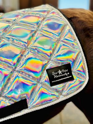 Star Point Horsemanship Holographic English Saddle Pad, Silver