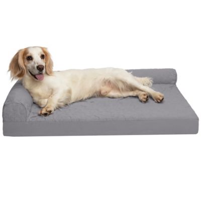 FurHaven Paw-Quilted Memory Top Deluxe L-Chaise Dog Bed