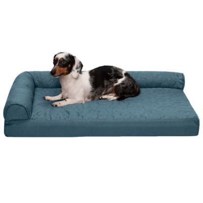 FurHaven Paw-Quilted Cool Gel Top Deluxe L-Chaise Dog Bed