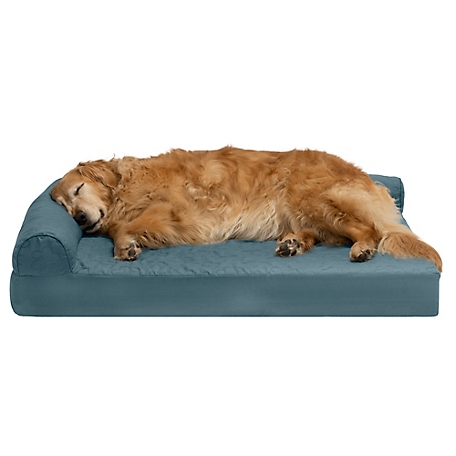 FurHaven Paw-Quilted Cool Gel Top Deluxe L-Chaise Dog Bed