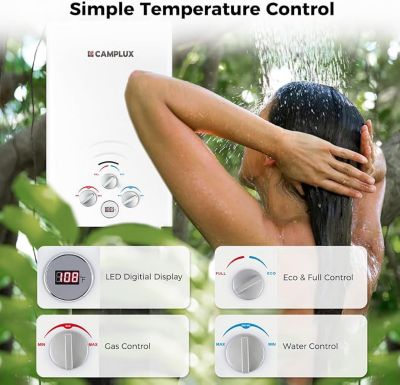 Image showing  1.32 GPM Outdoor Portable Propane Tankless Water Heater with Stand and Carry Bag