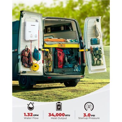 Image showing  1.32 GPM 34,000 BTU Outdoor Portable Propane Tankless Water Heater Set, White