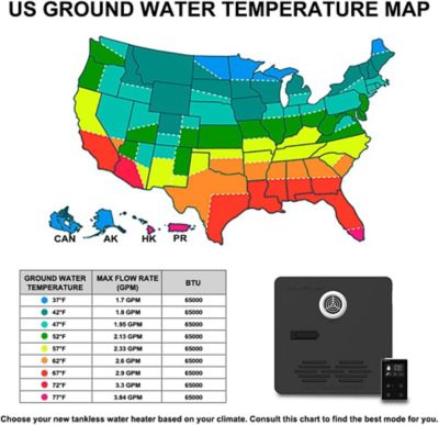 Image showing  2.64 GPM 65,000 BTU Smart Instant Propane RV Tankless Water Heater, Black