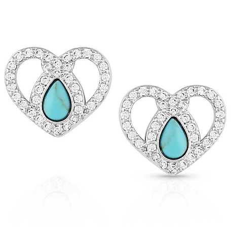Montana Silversmiths Angel Heart Crystal Turquoise Post Earrings, ER5368