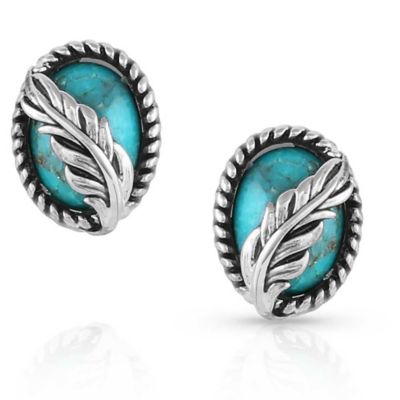 Montana Silversmiths World's Feather Post Earrings, Turquoise