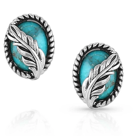 Montana Silversmiths World's Feather Turquoise Post Earrings, ER5375