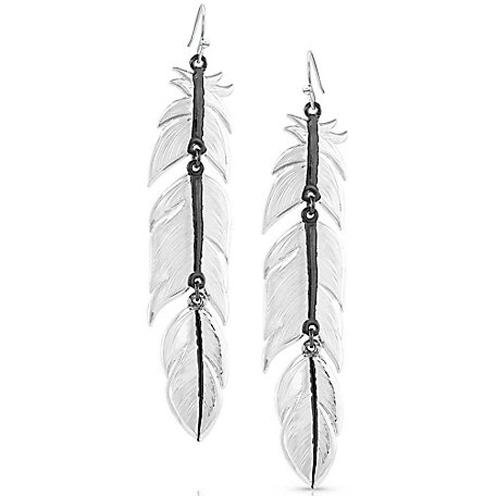 Montana Silversmiths Midnight Magic Feather Earrings, ER1618BK