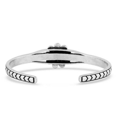 Image showing  Women's Blue Sunflower Brass Cuff Bracelet, Silver