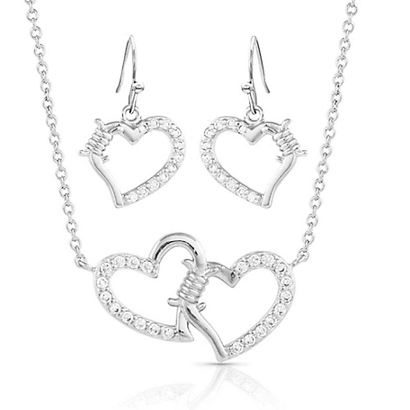 Montana Silversmiths Victory in Love Crystal Barbedwire Jewelry Set, JS5371