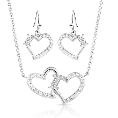 Montana Silversmiths Victory in Love Crystal Barbedwire Jewelry Set, JS5371