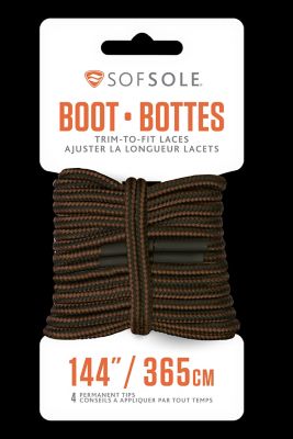 Sof Sole 144 in. Trim-to-Fit Boot Laces, Black Brown
