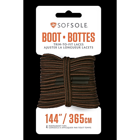 Sof Sole 144 in. Trim-to-Fit Boot Laces, Black Brown
