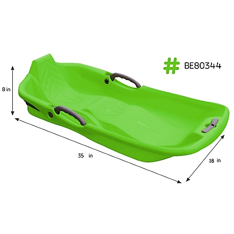 Belli Green Snow Sled 2 Seater with Brake and Handle Cord for Kids, BE80344