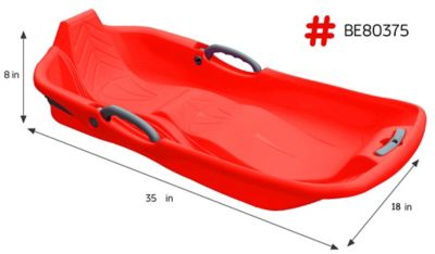 Belli Red Snow Sled 2 Seater with Brake and Handle Cord for Kids, BE80375