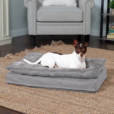 Image showing  Minky Faux Fur & Suede Pillow-Top Orthopedic Dog Bed, Medium, Titanium Gray