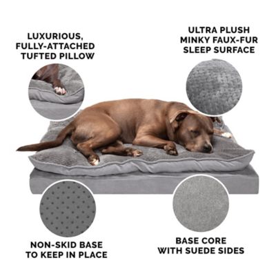 Image showing  Minky Faux Fur & Suede Pillow-Top Orthopedic Dog Bed, Medium, Titanium Gray
