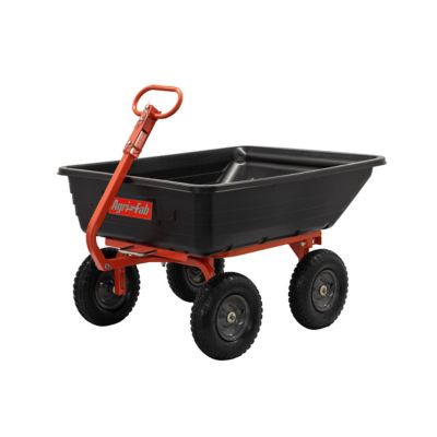 Agri-Fab Poly Swivvel and Dump Garden Cart The tires are inflated, but tough and don't feel like they will puncture easily either