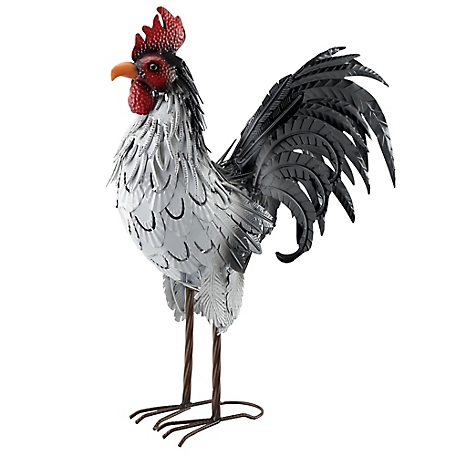 Red Shed Metal Rooster White Black At