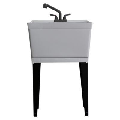 Tehila 19 gal. Utility Tub with Pull-Down Faucet, 040US6508GRYBLK