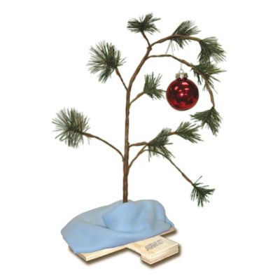 ProductWorks 24 in. Charlie Brown Christmas Tree with Music Chip and Linus' Blanket