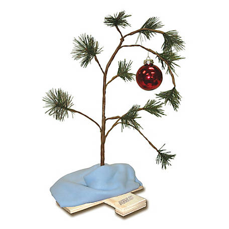 ProductWorks 24 in. Charlie Brown Christmas Tree with Music Chip Includes Linus' Blanket Color + Brown Box, 14211_OVER