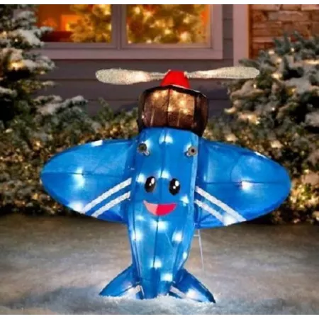 ProductWorks 24" 3D Pre-Lit LED Rudolph Misfit Airplane Courtyard Art Garden Art & Statues