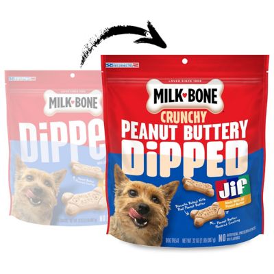 Image showing  Real Peanut Butter Flavor Dipped Baked Dog Treat Biscuits, 32 oz.