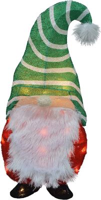 ProductWorks 20 in. 3-D Pre-Lit Candy Cane Lane Short Gnome Christmas Decor