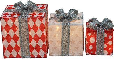 ProductWorks 3-D Pre-Lit Nested Christmas Presents Yard Art, 46298_MYT