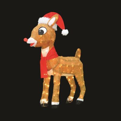 Image showing  24 in. Rudolph 3D Pre-Lit LED Yard Art Rudolph with Santa Hat Scarf, 46434_MYT