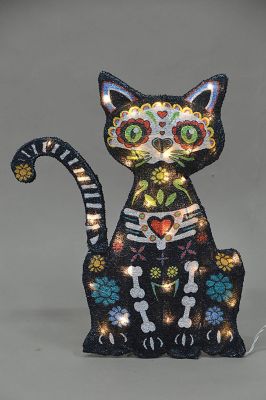 ProductWorks 28 in. Spookytown 2D Pre-Lit LED Yard Art/Dotd Cat (Printed), 46529_MYT