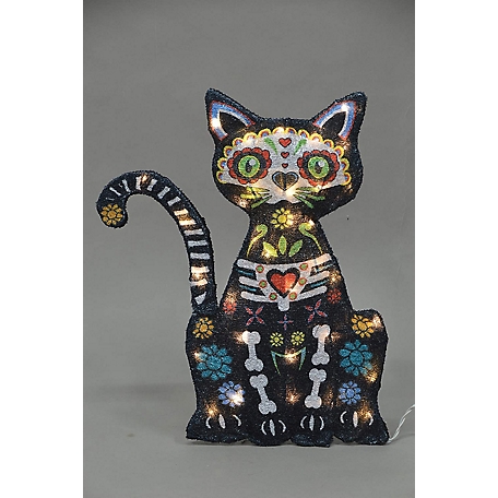 ProductWorks 28 in. Spookytown 2D Pre-Lit LED Yard Art/Dotd Cat (Printed), 46529_MYT