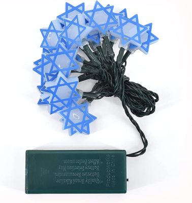 ProductWorks Ultra Plus LED Battery Operated 20L on Off Twinkle Timer Star of David, 49711_MYT