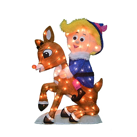ProductWorks 32 in. Rudolph 2D LED Pre-Lit Yard Art Hermey and Rudolph, 86333_L2D_MYT