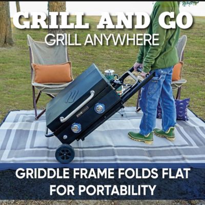 Image showing 7 th Even Embers 2-Burner Portable Propane Gas Flat Top Griddle, 480 sq. in., Black