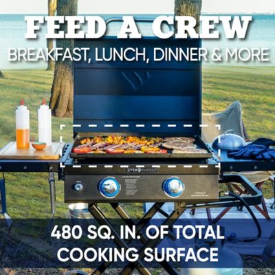 Image showing 8 th Even Embers 2-Burner Portable Propane Gas Flat Top Griddle, 480 sq. in., Black