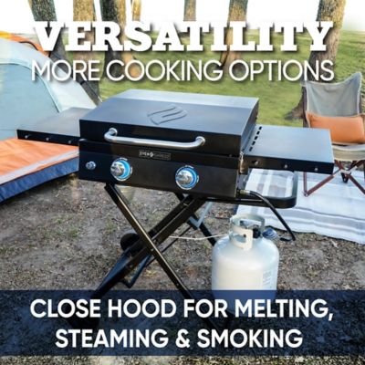 Image showing 9 th Even Embers 2-Burner Portable Propane Gas Flat Top Griddle, 480 sq. in., Black
