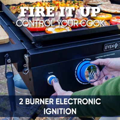 Image showing 10 th Even Embers 2-Burner Portable Propane Gas Flat Top Griddle, 480 sq. in., Black