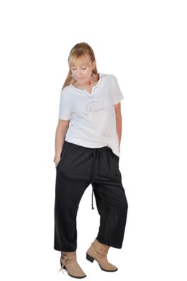 Image showing  Women's Seashell Stud Notch Collar Short Sleeve Knit Top