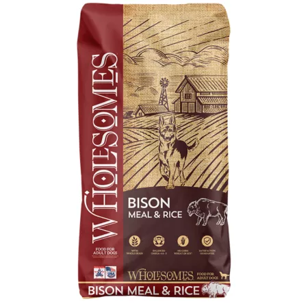 Wholesomes Adult Bison and Rice Recipe Dry Dog Food 35 lb Bag Dry Dog Food