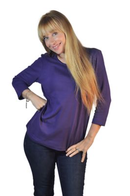 Image showing  Women's Three Quarter Sleeve Basic Scoop Neck Tee