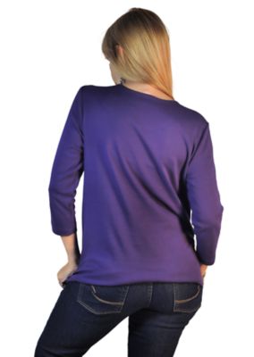 Image showing  Women's Three Quarter Sleeve Basic Scoop Neck Tee