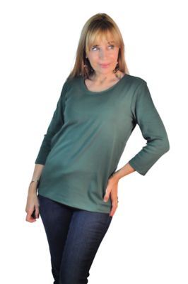 CCCStore Three Quarter Sleeve Basic Scoop Neck Tee