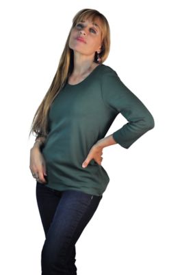 Image showing  Women's Three Quarter Sleeve Basic Scoop Neck Tee