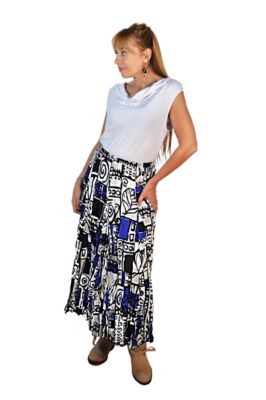 Image showing  Stain Glass Print Godets Broomstick Skirt