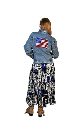 Image showing  Stain Glass Print Godets Broomstick Skirt
