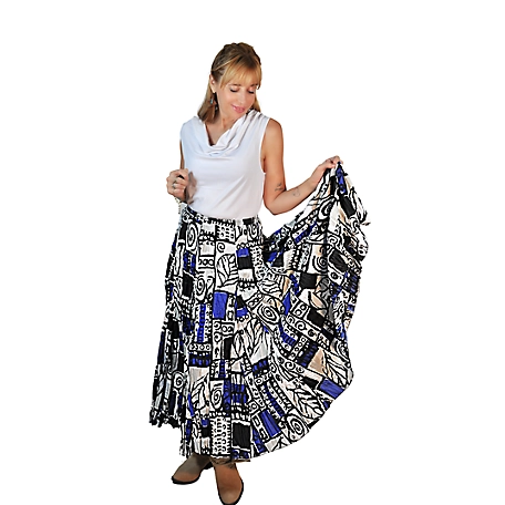CCCStore Women's Stain Glass Print Godets Broomstick Skirt